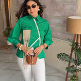 Macramé Pocket Shirt (Emerald Green)